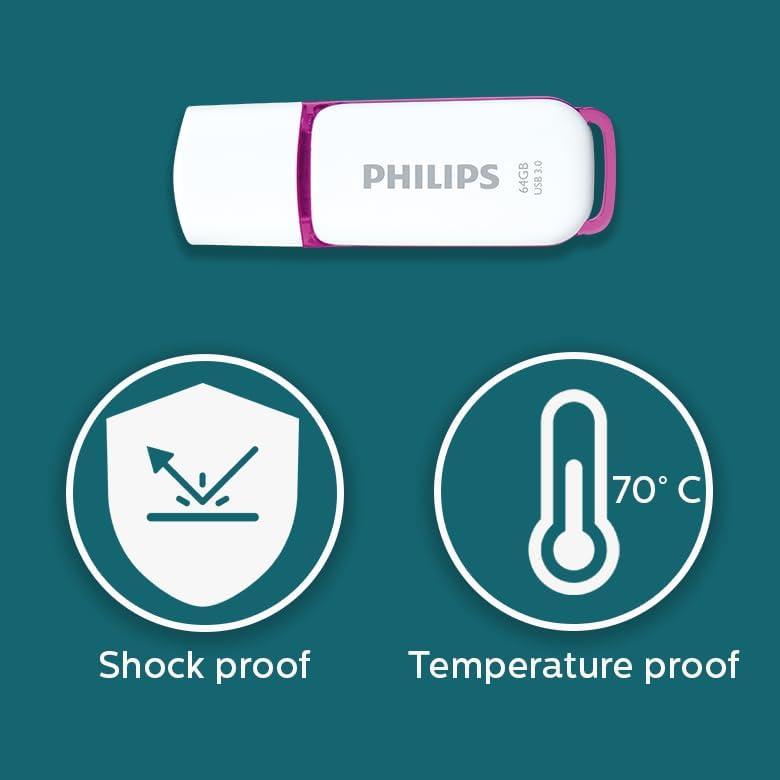 Philips Snow USB Flash Drive 64 GB, USB 3.0, 2 pack - Purple - NLMAX