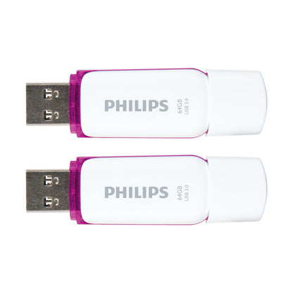 Philips Snow USB Flash Drive 64 GB, USB 3.0, 2 pack - Purple - NLMAX
