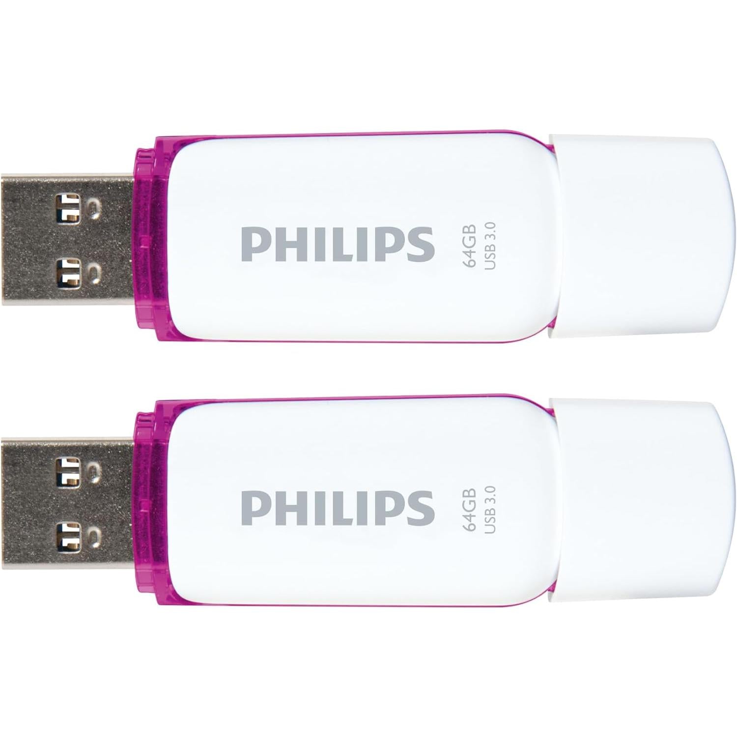 Philips Snow USB Flash Drive 64 GB, USB 3.0, 2 pack - Purple - NLMAX