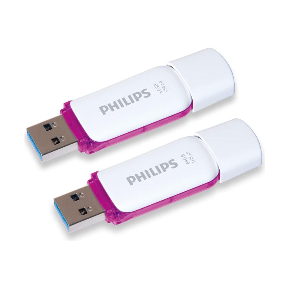 Philips Snow USB Flash Drive 64 GB, USB 3.0, 2 pack - Purple - NLMAX