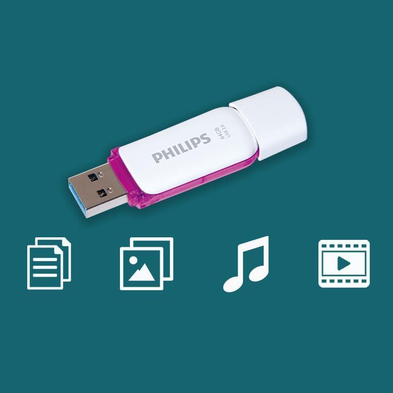 Philips Snow USB Flash Drive 64 GB, USB 3.0, 2 pack - Purple - NLMAX