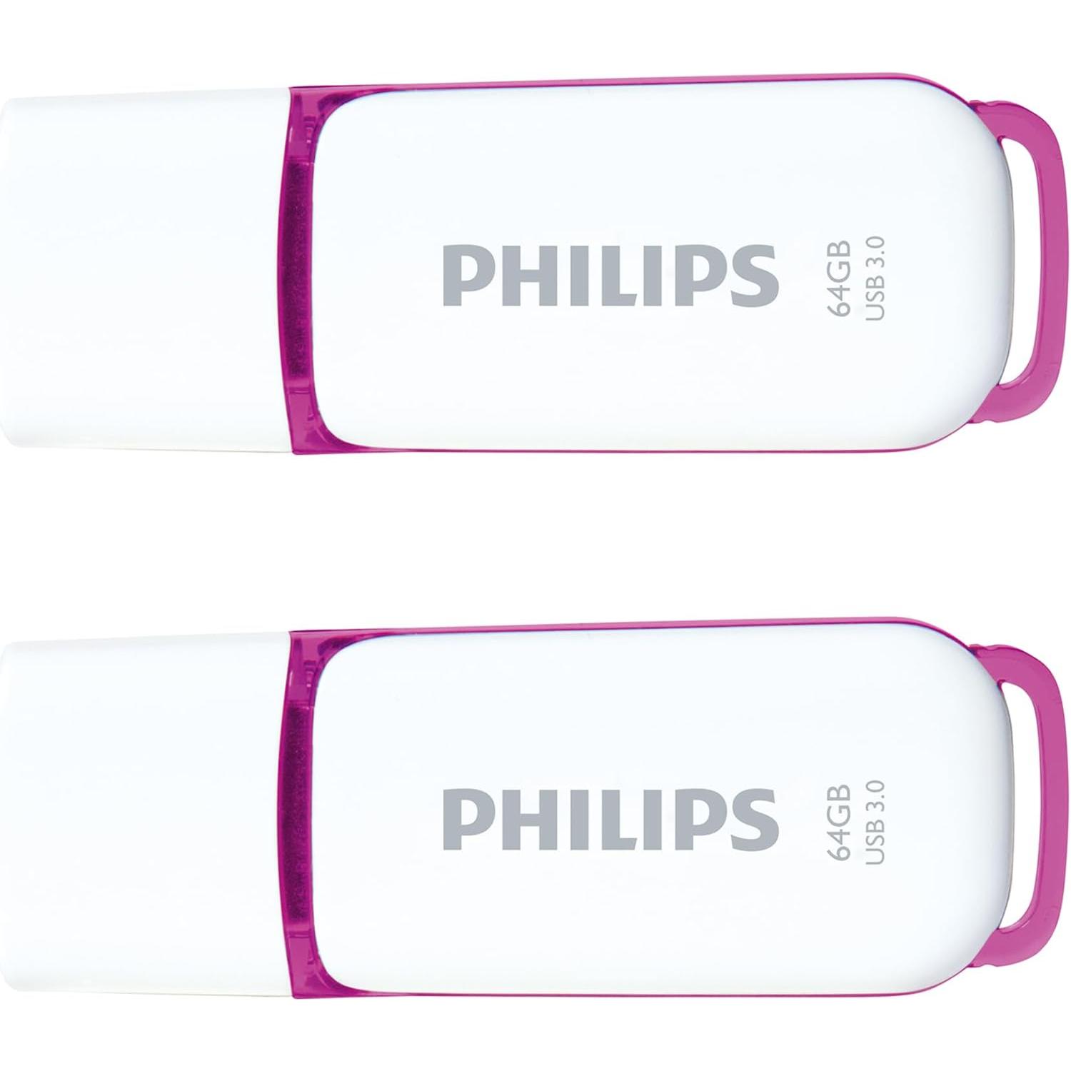 Philips Snow USB Flash Drive 64 GB, USB 3.0, 2 pack - Purple - NLMAX