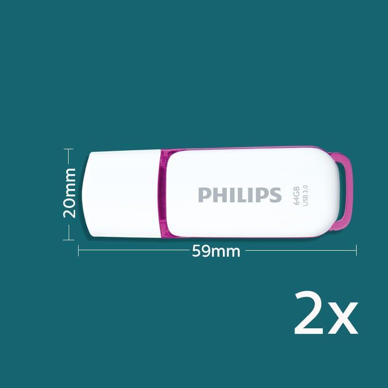 Philips Snow USB Flash Drive 64 GB, USB 3.0, 2 pack - Purple - NLMAX