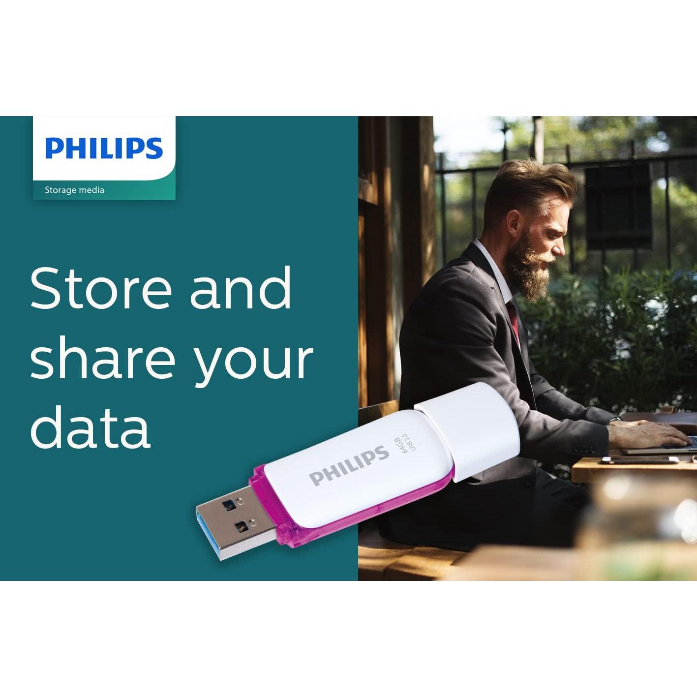 Philips Snow USB Flash Drive 64 GB, USB 3.0, 2 pack - Purple - NLMAX