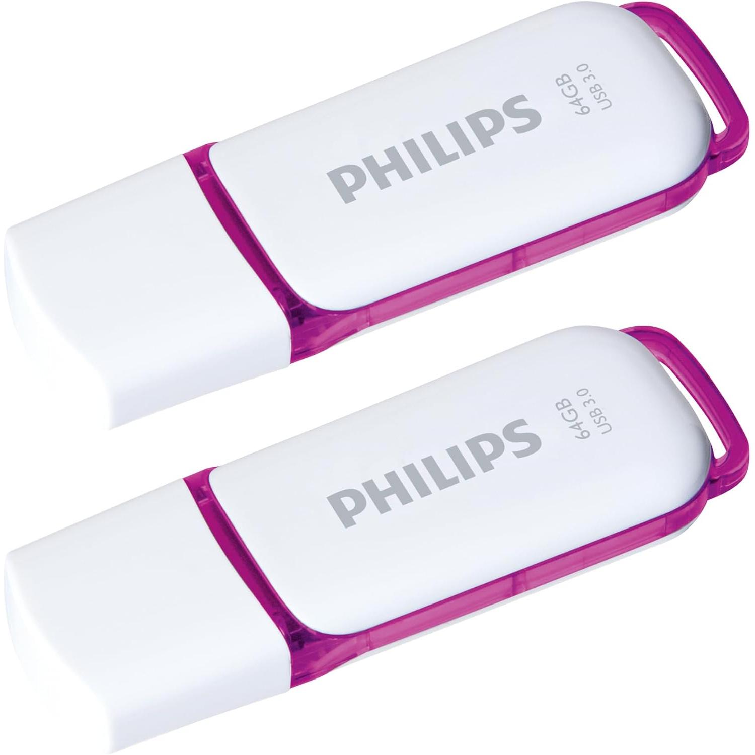 Philips Snow USB Flash Drive 64 GB, USB 3.0, 2 pack - Purple - NLMAX