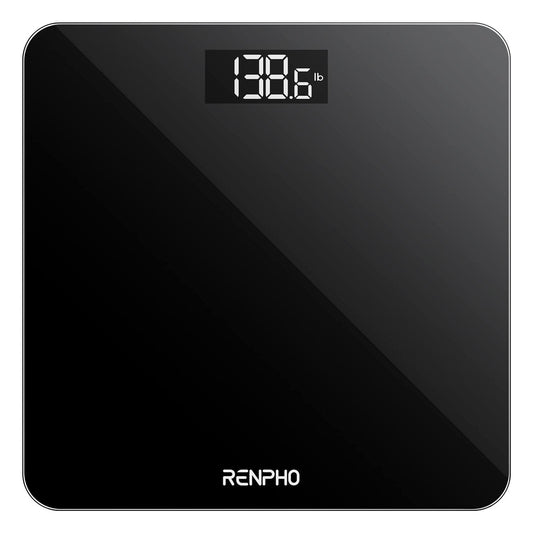 RENPHO Digitale Badkamerweegschaal Weegschaal met Hoge Precisie Voor Het Lichaam met Groot LED-Display, Step-On-Technologie, Capaciteit 180kg / 400lb, Zwart - NLMAX