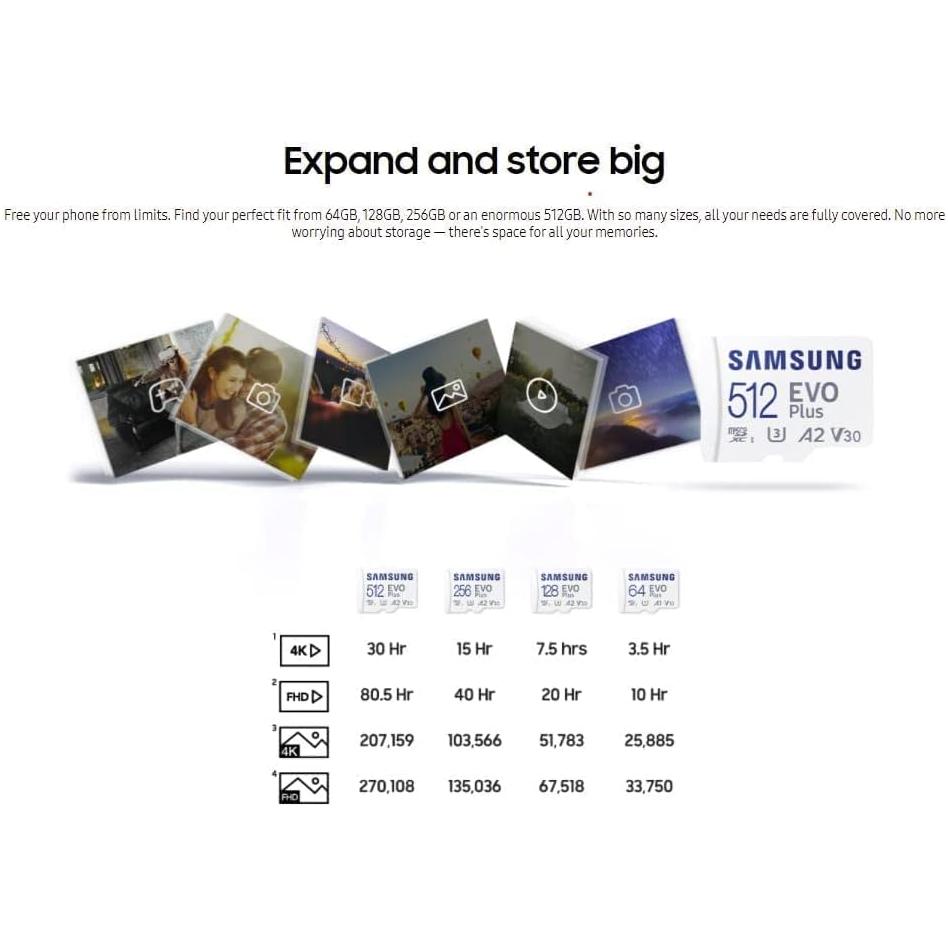 Samsung Evo Plus 128 GB microSD SDXC U3 Class 10 A2 geheugenkaart 130 MB/S adapter 2021 - NLMAX