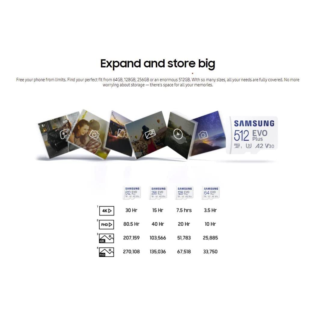 Samsung Evo Plus 128 GB microSD SDXC U3 Class 10 A2 geheugenkaart 130 MB/S adapter 2021 - NLMAX