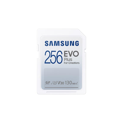 Samsung EVO Plus SD-geheugenkaart, 256GB, SDXC UHS-I U1, Full HD, 130MB/s leessnelheid, geheugenkaart voor spiegelreflexcamera's en systeemcamera's, MB-SC256K/EU - NLMAX
