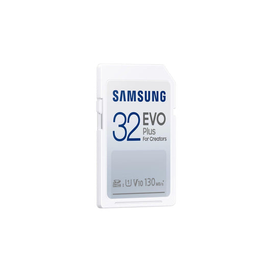 Samsung EVO Plus SD-geheugenkaart, 32GB, SDXC UHS-I U1, Full HD, 130MB/s leessnelheid, geheugenkaart voor spiegelreflexcamera's en systeemcamera's, MB-SC32K/EU - NLMAX