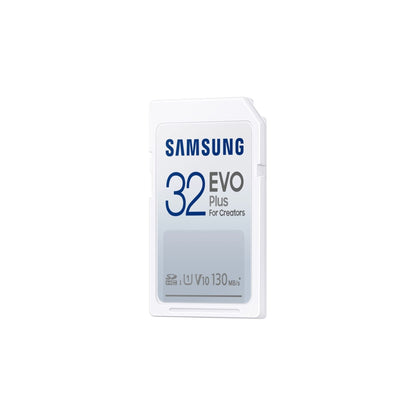 Samsung EVO Plus SD-geheugenkaart, 32GB, SDXC UHS-I U1, Full HD, 130MB/s leessnelheid, geheugenkaart voor spiegelreflexcamera's en systeemcamera's, MB-SC32K/EU - NLMAX