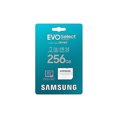 Samsung EVO Select 256GB micro SD XC UHS-I U3 130MB/s Full HD & 4K UHD SD Card Memory Card with Adapter (MB-ME256KA/EU) - NLMAX