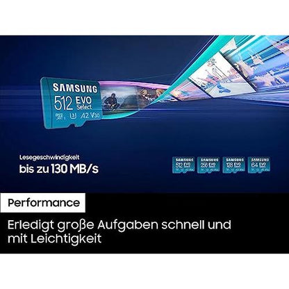 Samsung EVO Select 256GB micro SD XC UHS-I U3 130MB/s Full HD & 4K UHD SD Card Memory Card with Adapter (MB-ME256KA/EU) - NLMAX
