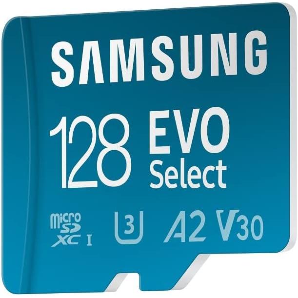 Samsung EVO Select microSD-geheugenkaart, 128GB micro SD XC UHS-I U3 130MB/s Full HD & 4K UHD SD Kaart Geheugenkaart met Adapter, MB-ME128KA/EU - NLMAX