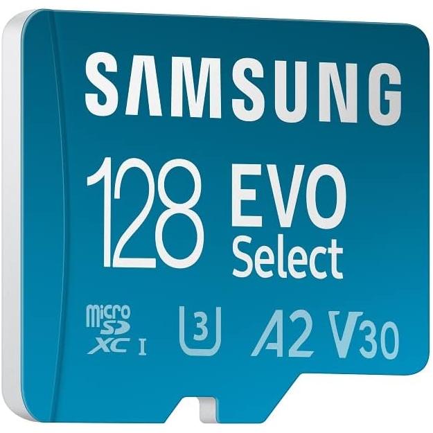 Samsung EVO Select microSD-geheugenkaart, 128GB micro SD XC UHS-I U3 130MB/s Full HD & 4K UHD SD Kaart Geheugenkaart met Adapter, MB-ME128KA/EU - NLMAX