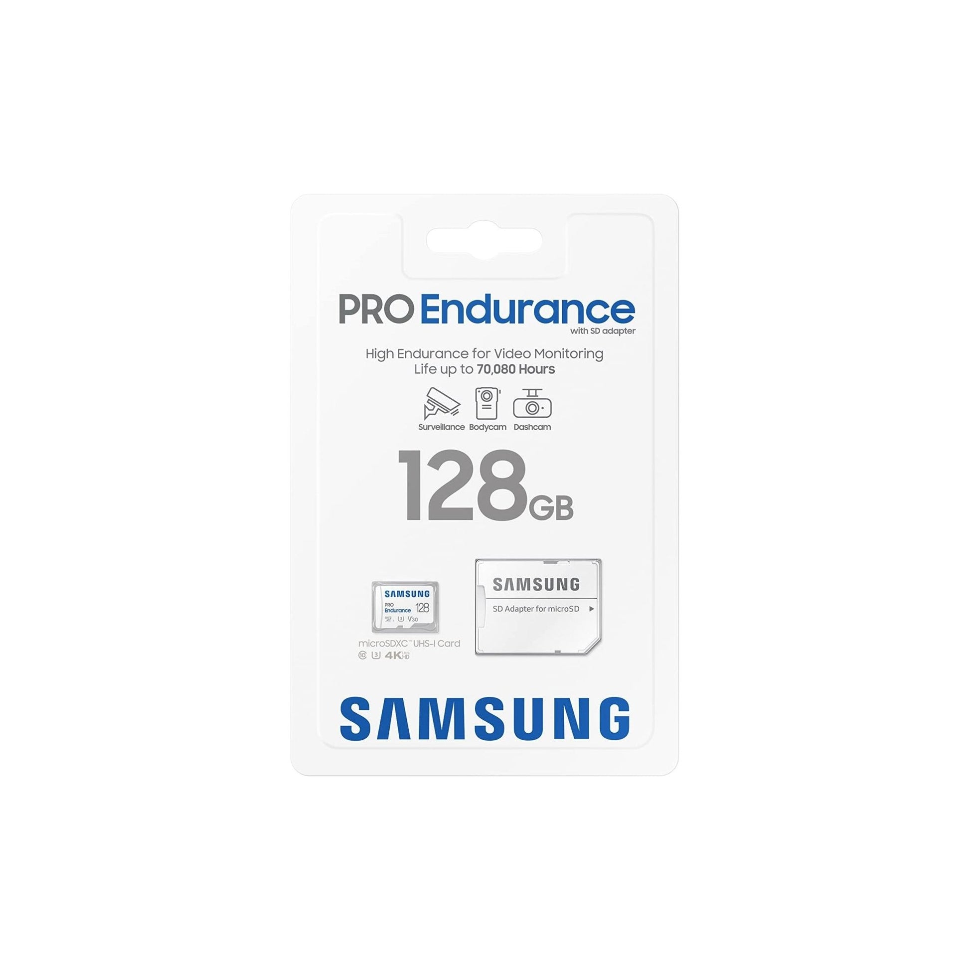 Samsung PRO Endurance microSD-geheugenkaart, 128GB microSDXC UHS-I U3 100MB/s Video Monitoring Memory Card met Adapter, MB-MJ128KA - NLMAX