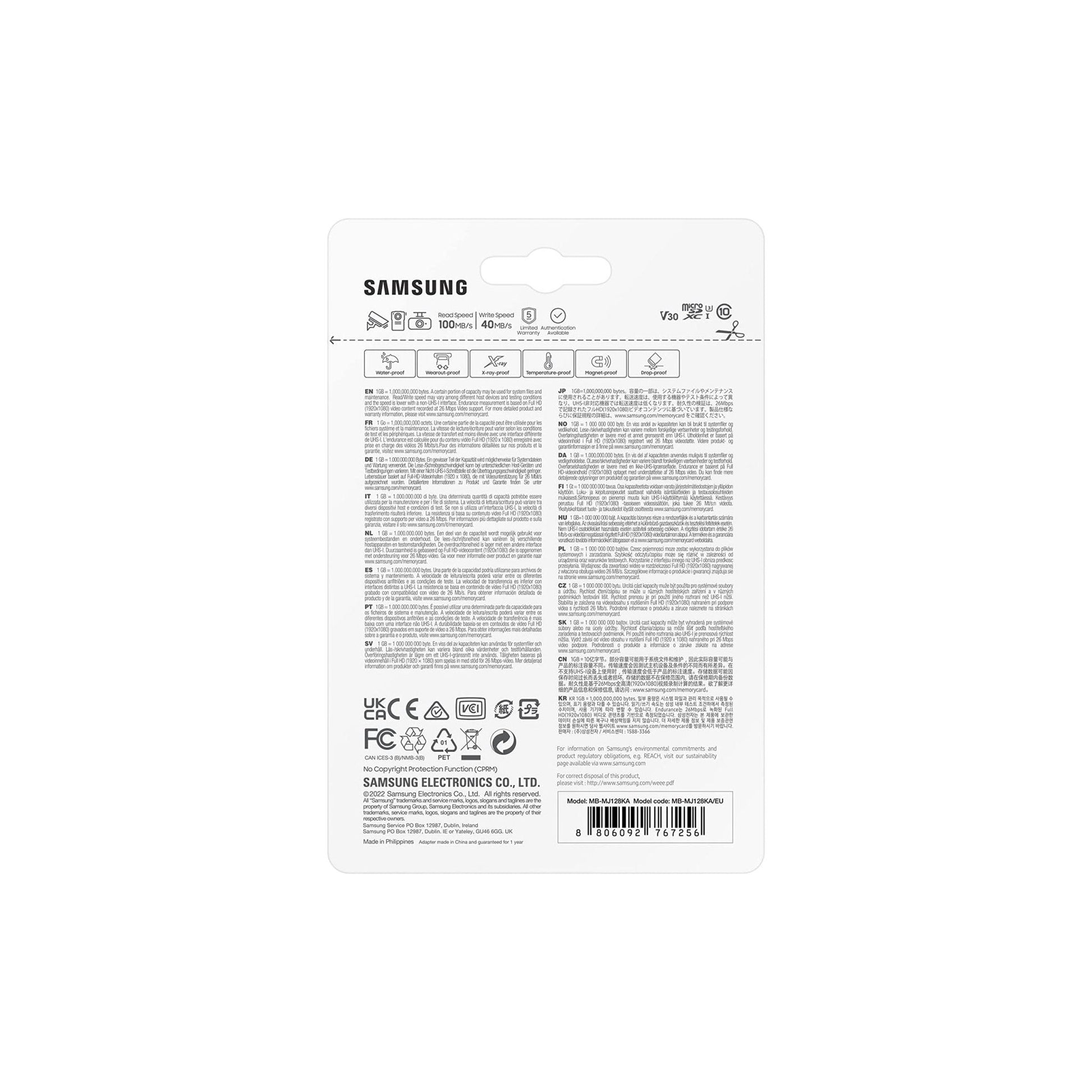 Samsung PRO Endurance microSD-geheugenkaart, 128GB microSDXC UHS-I U3 100MB/s Video Monitoring Memory Card met Adapter, MB-MJ128KA - NLMAX