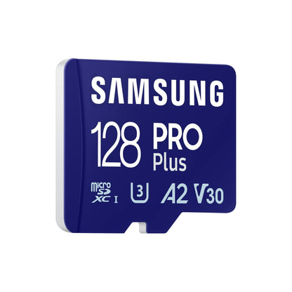 Samsung PRO Plus microSD-geheugenkaart, 128GB, UHS-I U3, Full HD & 4K UHD, 180 MB/s lezen, 130 MB/s schrijven, voor smartphone, drone of action-cam, incl. SD-adapter, MB-MD128SA/EU - NLMAX