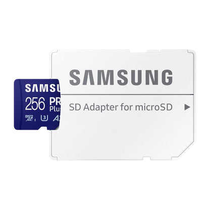 Samsung PRO Plus microSD-geheugenkaart, 256GB, UHS-I U3, Full HD & 4K UHD, 180 MB/s lezen, 130 MB/s schrijven, voor smartphone, drone of action-cam, incl. SD-adapter, MB-MD256SA/EU - NLMAX