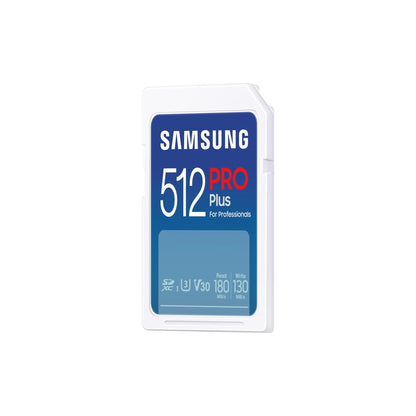 Samsung PRO Plus SD-geheugenkaart, 512GB, UHS-I U3, Full HD & 4K UHD, 180 MB/s lezen, 130 MB/s schrijven, voor spiegelreflexcamera's en systeemcamera's, MB-SD512S/EU - NLMAX