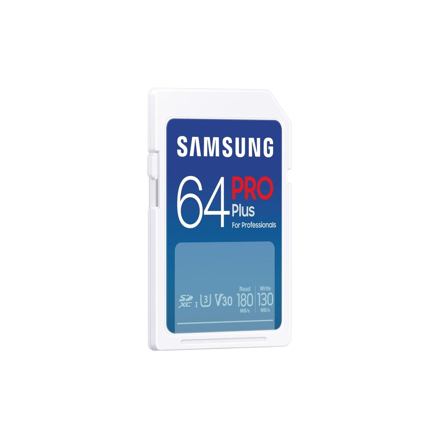Samsung PRO Plus SD Memory Card, 64GB, UHS-I U3, Full HD & 4K UHD, 180MB/s Read, 130MB/s Write, for SLR Cameras and System Cameras, MB-SD64S/EU - NLMAX