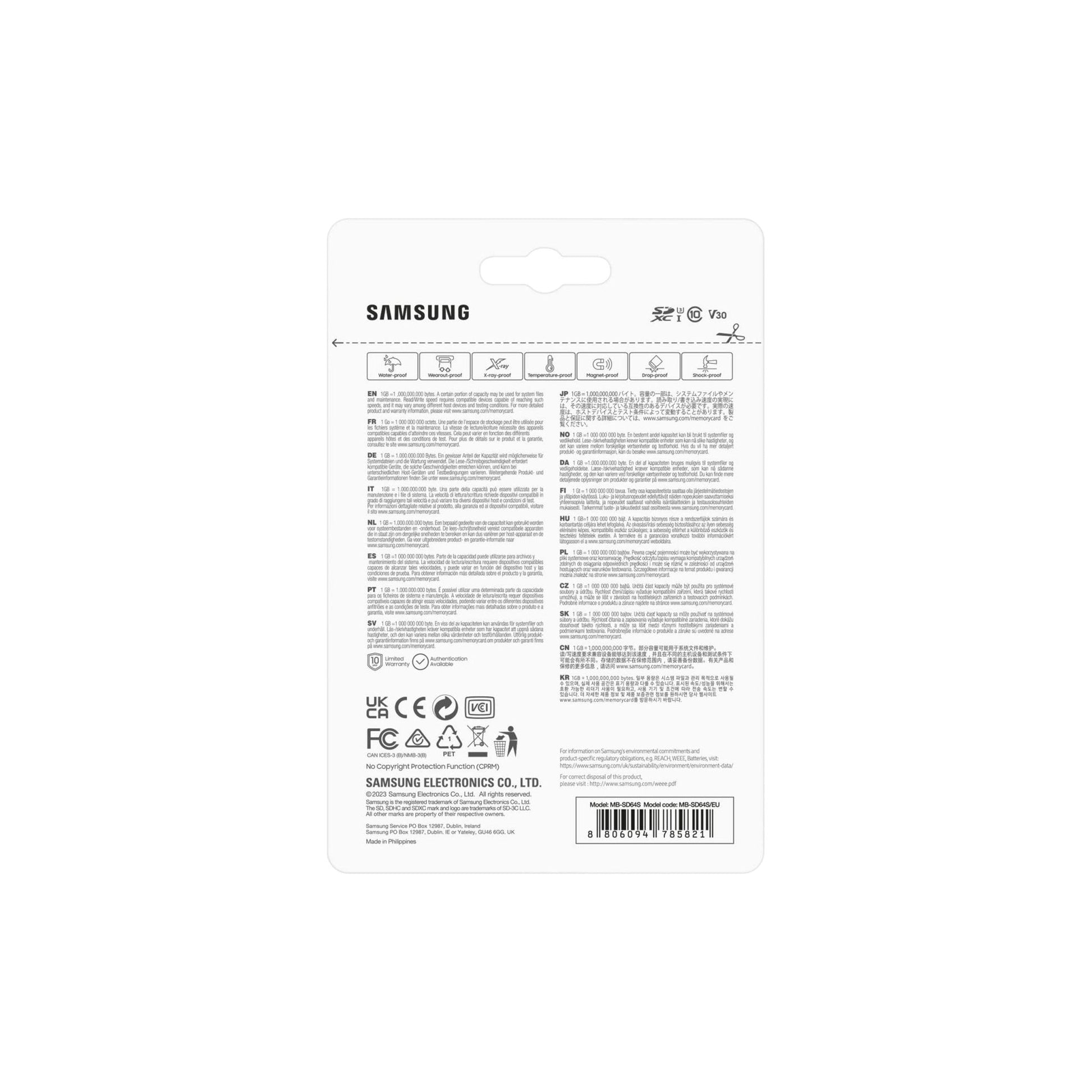 Samsung PRO Plus SD Memory Card, 64GB, UHS-I U3, Full HD & 4K UHD, 180MB/s Read, 130MB/s Write, for SLR Cameras and System Cameras, MB-SD64S/EU - NLMAX
