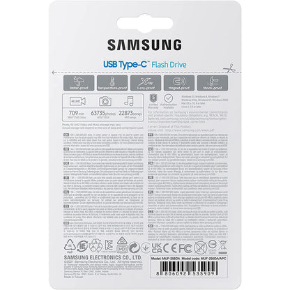 Samsung USB-stick, USB-C, 256GB, 400MB/s lezen, 110MB/s schrijven, USB 3.1 flashdrive voor notebooks, tablets en smartphones, blauw, MUF-256DA/APC - NLMAX