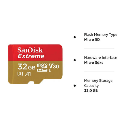 SanDisk Extreme MicroSD-Kaart Voor Mobiele Gaming 32 GB (Voor Smartphones En Tablets, A1, V30, Tot 100 MB/s Leessnelheid, Voor AAA/3D/VR-Gamegraphics En 4K UHD-Video’s) - NLMAX