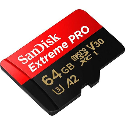 SanDisk Extreme PRO 64 GB MicroSDXC UHS‐I‐Kaart Met SD-Adapter (A2 App Performance, 2 Jaar RescuePRO Deluxe Software, Leessnelheden Tot 200 MB/s, Class 10, UHS-I, U3, V30, 30 Jaar Garantie) Zwart - NLMAX