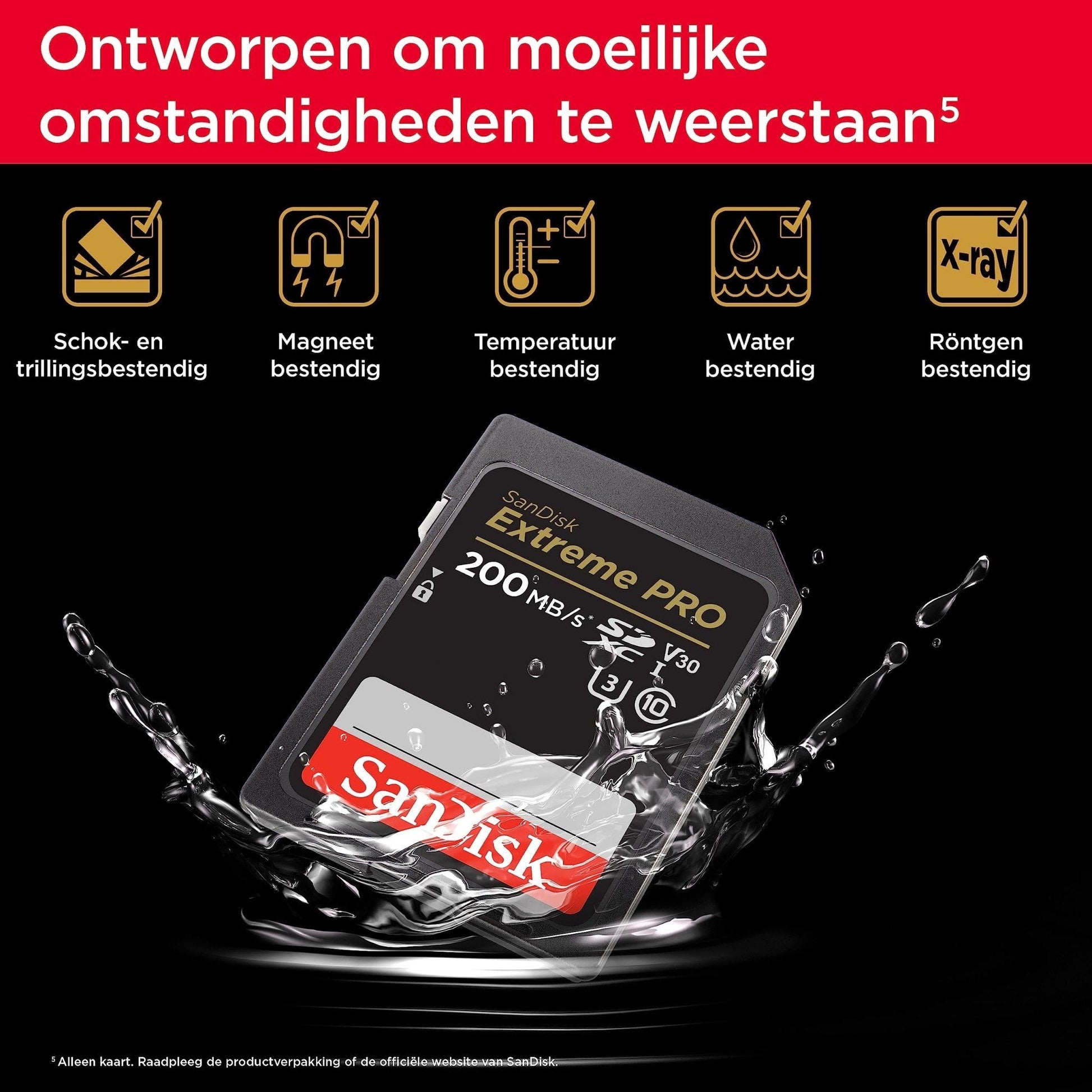 SanDisk Extreme PRO SDXC UHS‐I‐Kaart 256 GB (4K UHD, Leessnelheden Tot 200 MB/s, Class 10, UHS-I, U3, V30, 2 Jaar RescruePRO Deluxe Software, Levenslange Beperkte Garantie) Zwart - NLMAX
