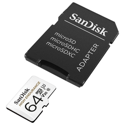 SanDisk High Endurance MicroSD-Kaart 64 GB (Perfect Voor Dashboardcamera Of Bewakingssysteem Thuis, Hoge Duurzaamheid, Tot 5.000 Uur Opnemen, Full HD En 4K) - NLMAX
