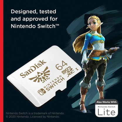 SanDisk MicroSDXC-Kaart Voor Nintendo Switch 64 GB (V30, U3, C10, A1, Leessnelheden Tot 100 MB/s, Van Meerdere Games) - NLMAX