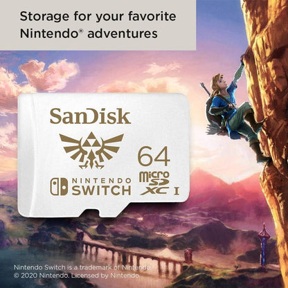 SanDisk MicroSDXC-Kaart Voor Nintendo Switch 64 GB (V30, U3, C10, A1, Leessnelheden Tot 100 MB/s, Van Meerdere Games) - NLMAX