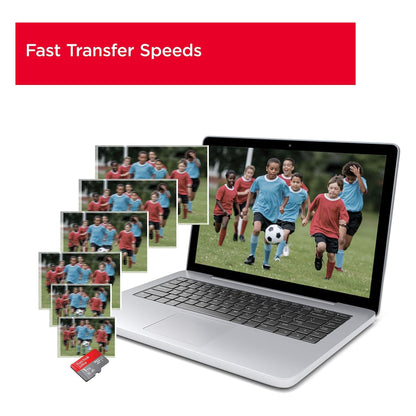 SanDisk Ultra 64 GB microSDXC Memory Card + SD Adapter with A1 App Performance Up to 120 MB/s, Class 10, U1, Red/Grey - NLMAX