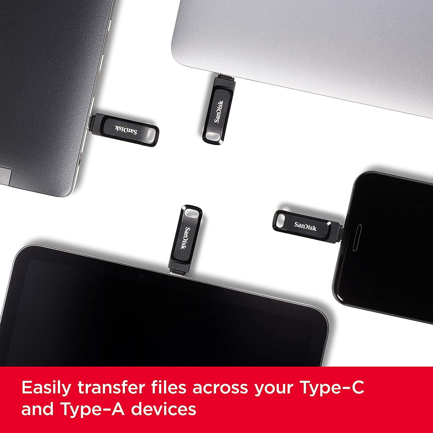 SanDisk Ultra Dual Drive Go USB Type C and Type A Flash Drive USB 3.1, 512GB - NLMAX