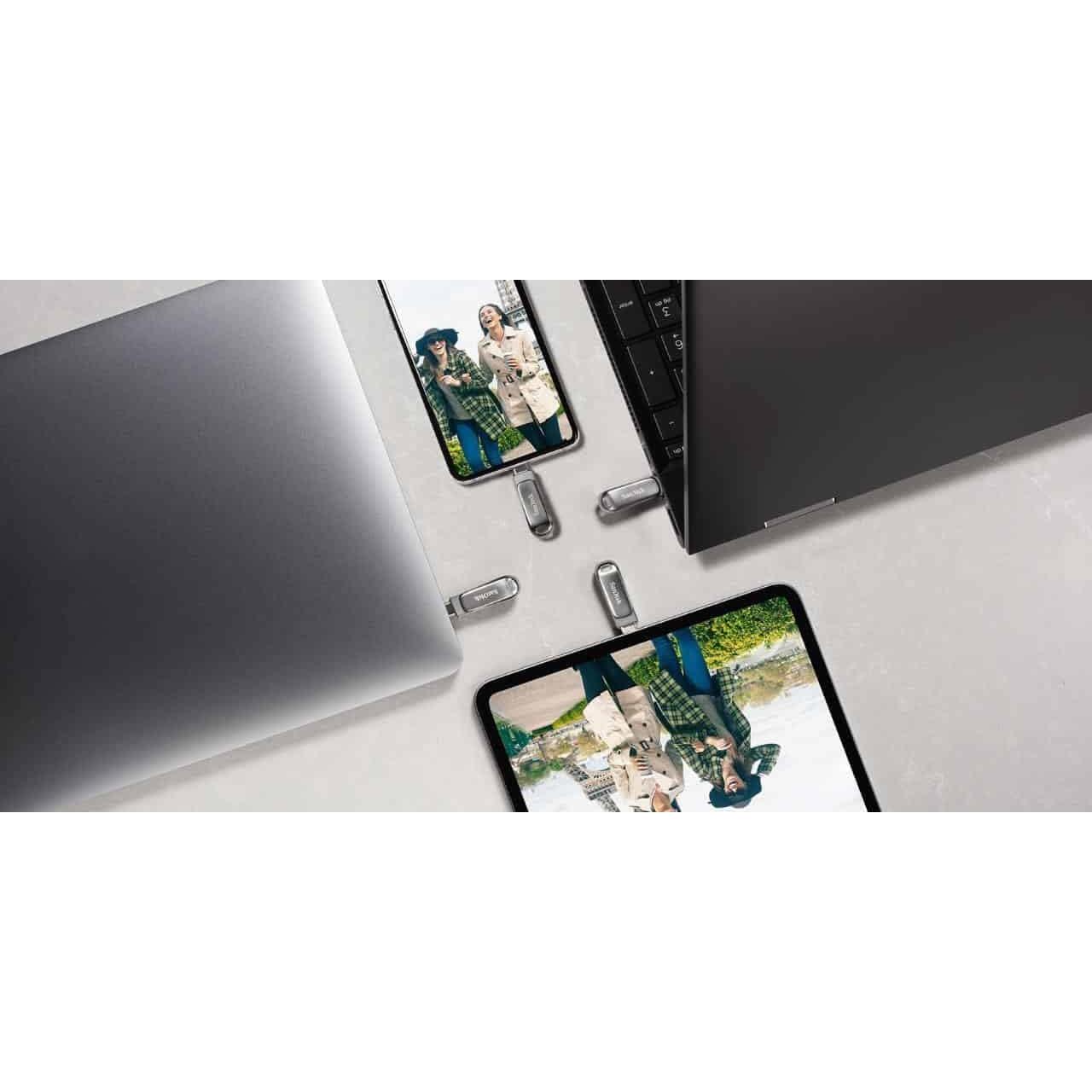 SanDisk Ultra Dual Drive Luxe USB Type-C-Flashdrive 128 GB (USB 3.1 Gen 1, Leessnelheden Tot 150 MB/s, Wachtwoordbeveiliging, Automatische Back-Up) - NLMAX