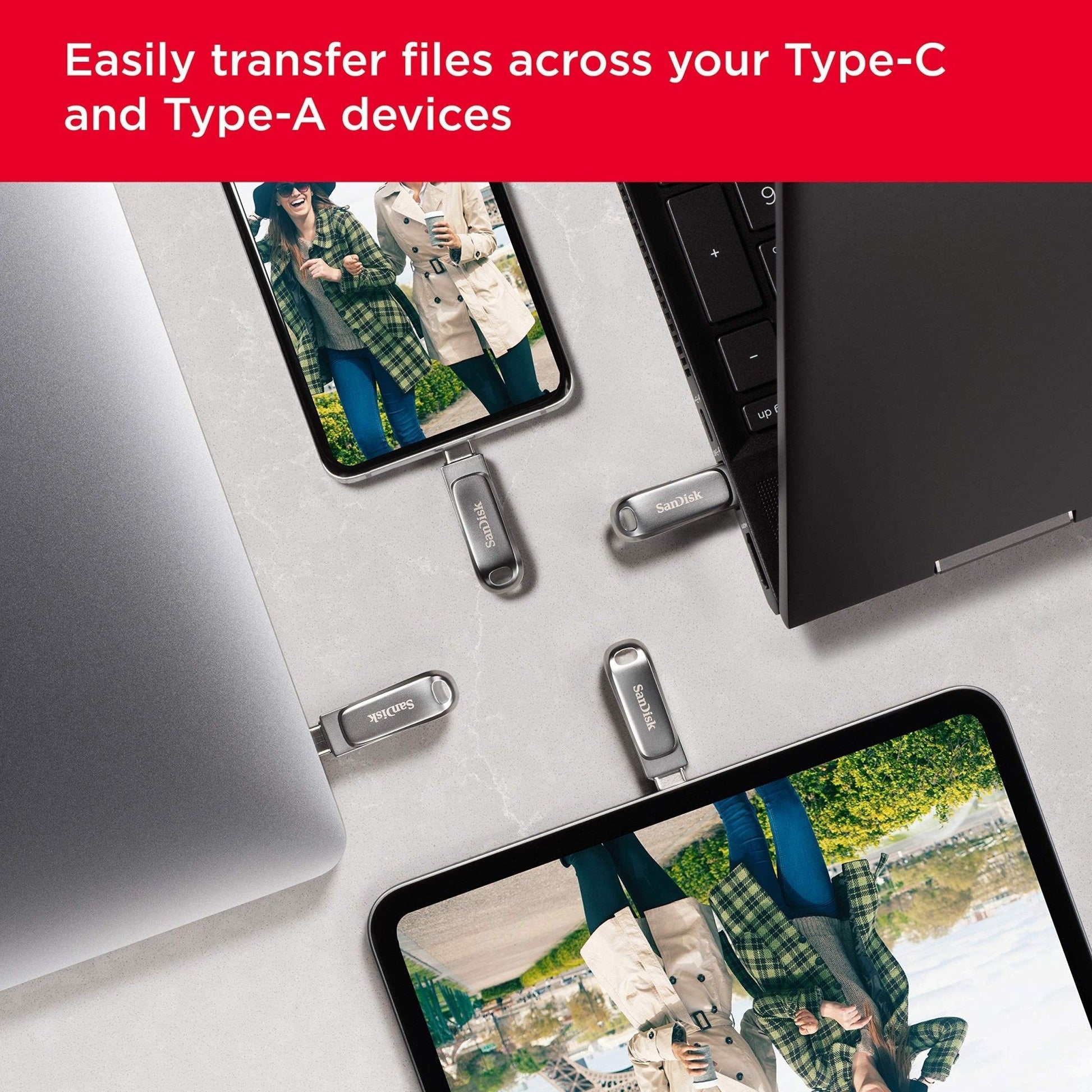 SanDisk Ultra Dual Drive Luxe USB Type-C-Flashdrive 128 GB (USB 3.1 Gen 1, Leessnelheden Tot 150 MB/s, Wachtwoordbeveiliging, Automatische Back-Up) - NLMAX