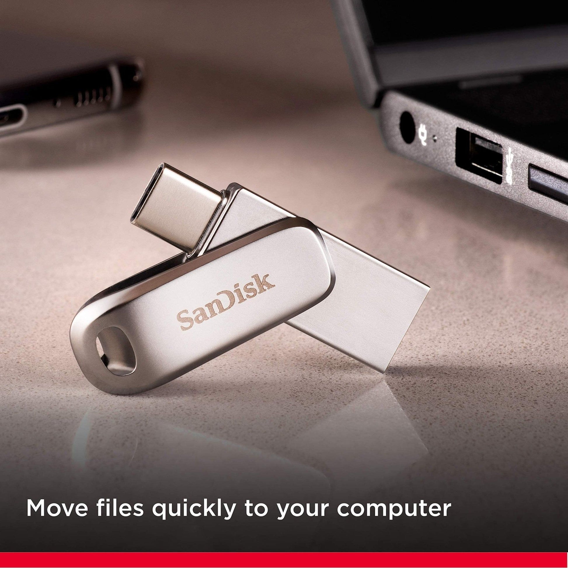 SanDisk Ultra Dual Drive Luxe USB Type-C-Flashdrive 128 GB (USB 3.1 Gen 1, Leessnelheden Tot 150 MB/s, Wachtwoordbeveiliging, Automatische Back-Up) - NLMAX