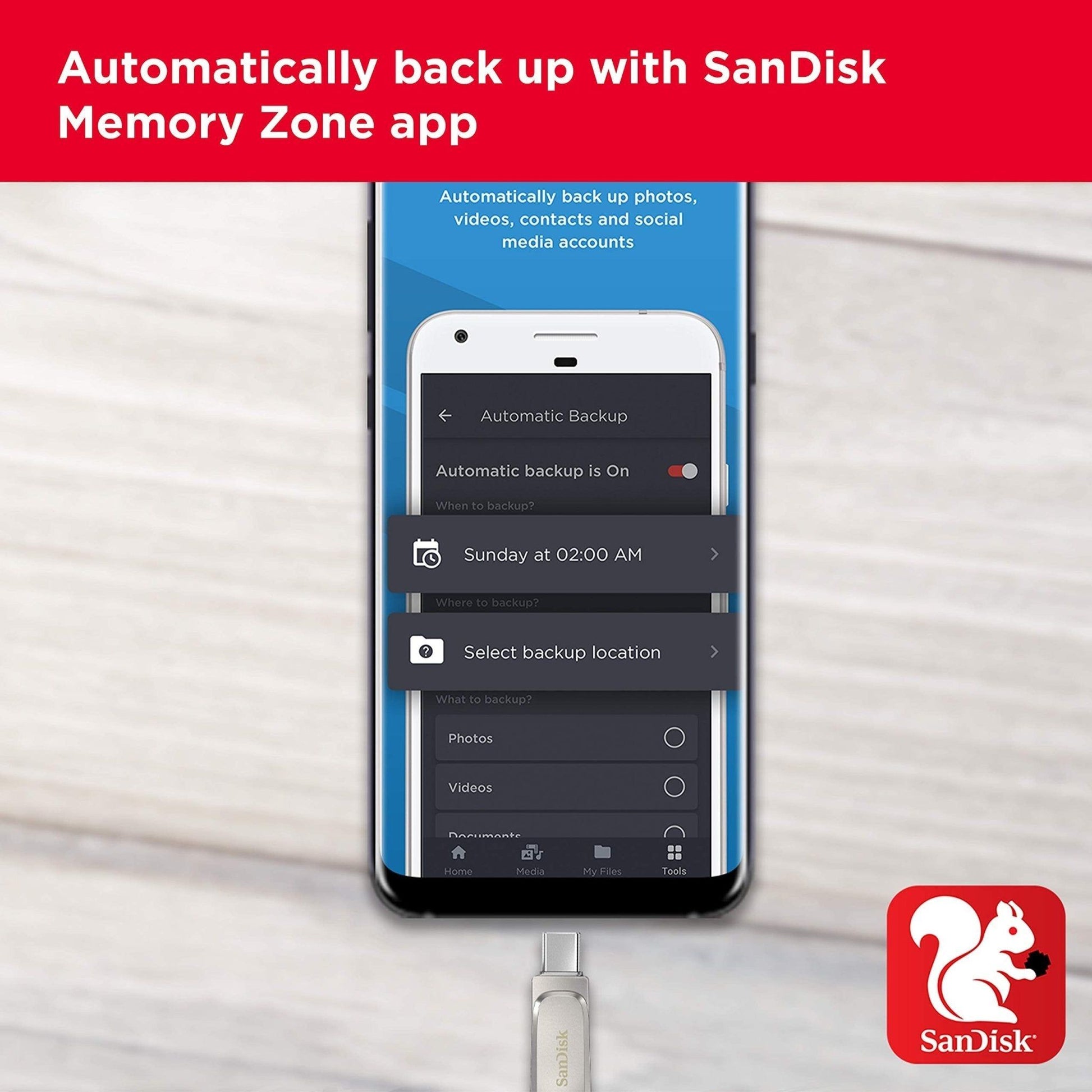 SanDisk Ultra Dual Drive Luxe USB Type-C-Flashdrive 128 GB (USB 3.1 Gen 1, Leessnelheden Tot 150 MB/s, Wachtwoordbeveiliging, Automatische Back-Up) - NLMAX