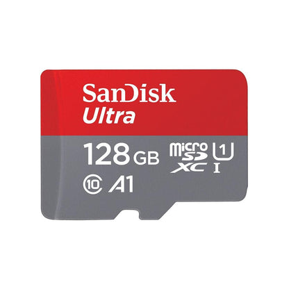 SanDisk Ultra microSDXC UHS-I memory card 128 GB + adapter (A1, Class 10, U1, Full HD videos, up to 120 MB/s read speed),, Speed-Mbps/10x - NLMAX