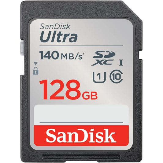 SanDisk Ultra SDXC UHS-I-Kaart 128 GB (Full HD-Video’s, UHS-I-Videoprestaties, Leessnelheden Tot 140 MB/s, Bestand Tegen Water, Temperatuurschommelingen, 10 Jaar Beperkte Garantie) - NLMAX