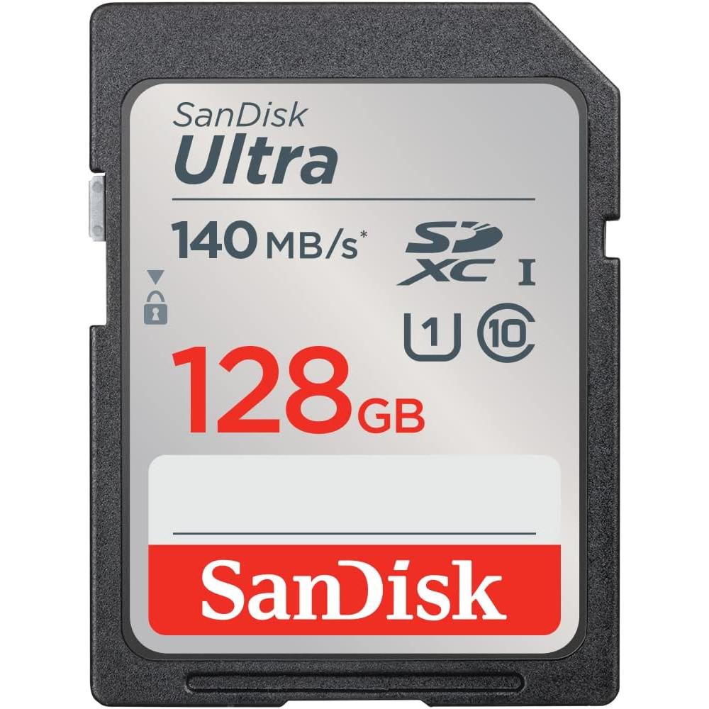 SanDisk Ultra SDXC UHS-I-Kaart 128 GB (Full HD-Video’s, UHS-I-Videoprestaties, Leessnelheden Tot 140 MB/s, Bestand Tegen Water, Temperatuurschommelingen, 10 Jaar Beperkte Garantie) - NLMAX
