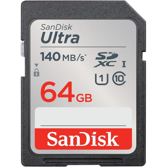 SanDisk Ultra SDXC UHS-I-Kaart 64 GB (Full HD-Video’s, UHS-I-Videoprestaties, Leessnelheden Tot 140 MB/s, Bestand Tegen Water, Temperatuurschommelingen, 10 Jaar Beperkte Garantie) - NLMAX