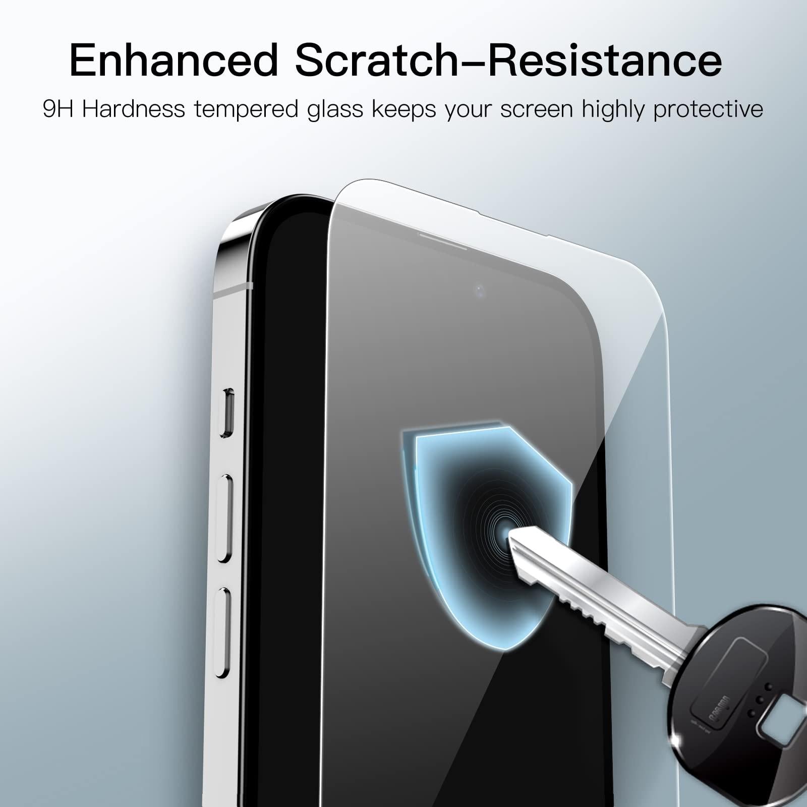 Screen Protector voor iPhone 14 Pro Max 6,7-Inch, Volledige Dekking 9H Gehard Glas 3-Stuks Hoesje Vriendelijk, - NLMAX