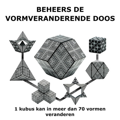 SHASHIBO Vormveranderende Friemelkubus - Bekroonde, Gepatenteerde Stress Kubus met 36 Zeldzame-Aardemagneten - Magische Kubus Shashibo 3D-Kubus Magnetisch Speelgoed - Meer dan 70 Vormen (Black&White) - NLMAX