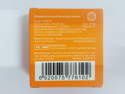 SONOFF Mini Binnentemperatuur- En Vochtigheidssensor -Temperature And Humidity Sensor , Gebruikt Om Het Binnenklimaat Te Bewaken, Alexa/Google Home Compatibel, Vereist SONOFF ZigBee Bridge, Inclusief Batterij SNZB-02 ZigBee - NLMAX