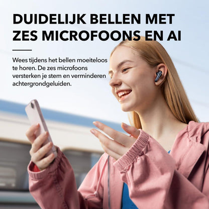 soundcore van Anker Liberty 4 NC draadloze oordopjes bluetooth met 98,5% ruisonderdrukking, adaptieve ruisonderdrukking voor oren en omgeving, Hi-Res-geluid, 50u-accu, draadloos opladen, Bluetooth 5.3 - NLMAX