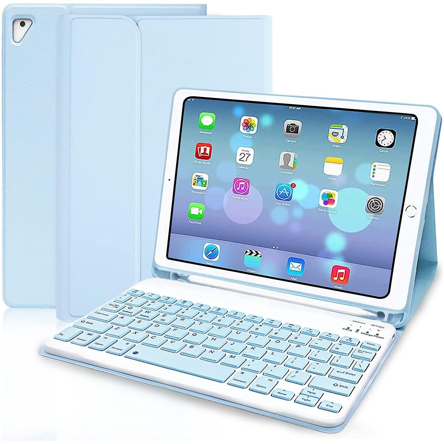 Toetsenbord voor iPad 9.7 2018 (6e Gen) iPad 2017 (5e Gen) iPad Pro 9.7 iPad Air 2 & 1 Bluetooth toetsenbordhoes met beschermhoes en pennenhouder - NLMAX