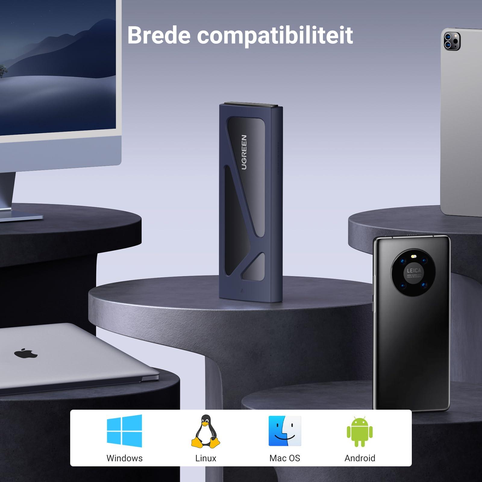 UGREEN M.2 Adapter NVMe SSD Harde Schijf Behuizing USB C 3.2 Gen 2 10Gbps UASP NVMe M.2 2230 2242 2260 2280 SSD NVME M2 Adapter met USB A naar C en USB C naar C Kabels (Zwart) - NLMAX