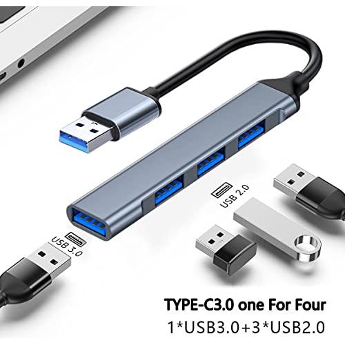 Unnderwiss USB-hub, 4-in-1 multipoort-adapter, met 1 USB 3.0-poort, USB-hub, 3 USB-poorten 2.0, voor notebooks, Macbook Pro, Windows en andere apparaten met USB-interface - NLMAX